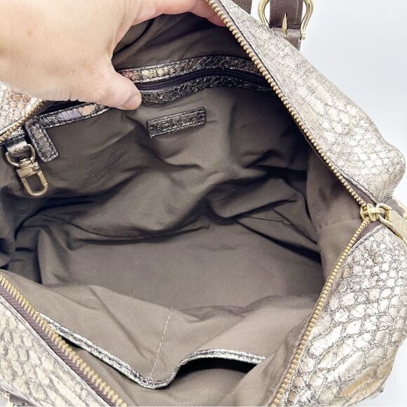 Cole Haan Reptile Embossed Gold Slouchy Convertible Satchel Bag Vintage Large - Picture 11 of 14